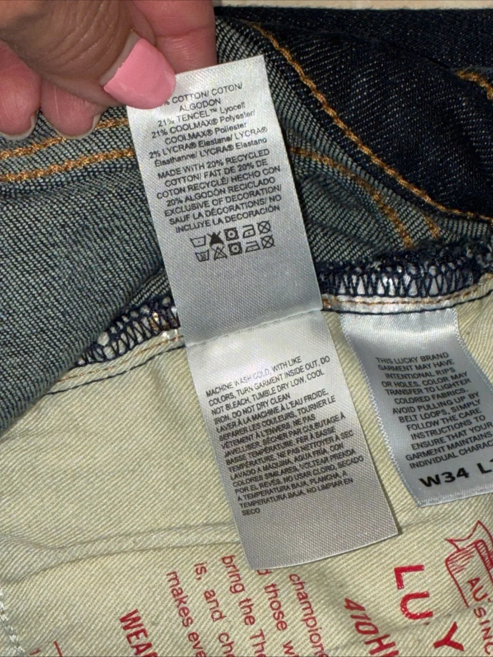 Lucky Brand 410 Athletic Straight Jeans Mens 34x30 Blue Dark Wash Denim